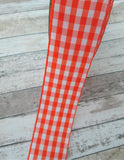 Checkered Ribbon with Woven Edge - Orange and White - 1 1/2 Inch - 1 Yard