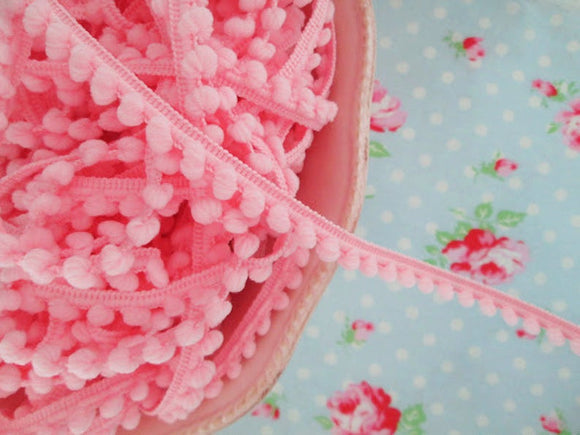 Baby Pom Pom Trim - Bubblegum Pink - 1/4 inch Ball Fringe - 1 Yard