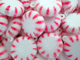 Glittered Peppermint Embellishments - 3/4 inch - Set of 4