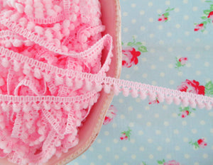 Mini Pom Pom Trim - Bubblegum Pink - Ball Fringe - 1 Yard