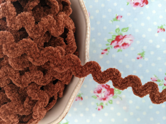 Chenille Ric Rac Trim - Rust Orange - 5/8 inch - 1 Yard - Sugar Pink Boutique