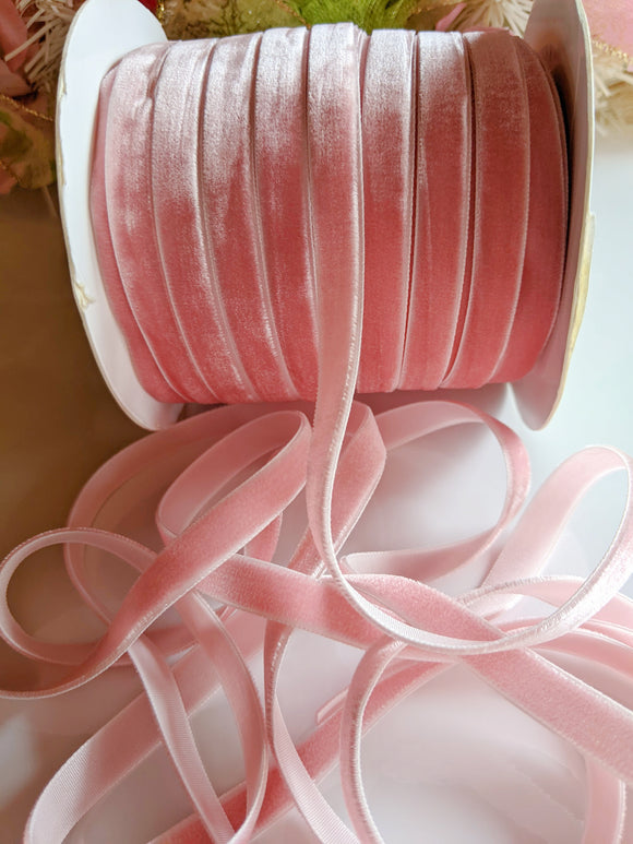 Light Pink Velvet Ribbon - 3/8 inch - 1 Yard