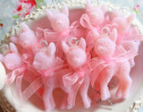 Miniature Flocked Plastic Pink Deer Ornaments - 2 1/2 inch - Set of 2