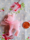 Miniature Flocked Plastic Pink Deer Ornaments - 2 1/2 inch - Set of 2