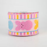 2 1/2" Glitter Sugar Bunnies Wired Ribbon: Pink - 1 Yard