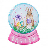 12" Metal Embossed Sign: Easter Snow Globe Wreath Decoration