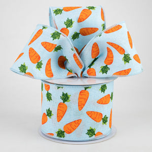 2 1/2" Carrots Wired Ribbon: Pale Blue - 1 Yard