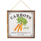 10" Square Wooden Sign: Peter Cottontail Carrots Wreath Decoration