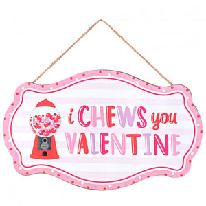 12"  "I Chews You Valentine" Wooden Sign Wreath Decoration