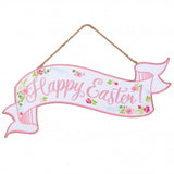 15" Wooden Sign: Happy Easter Banner Wreath Decoration