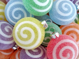 Glittered Swirly Small Christmas Ornaments - 1 3/8 inch - Set of 4