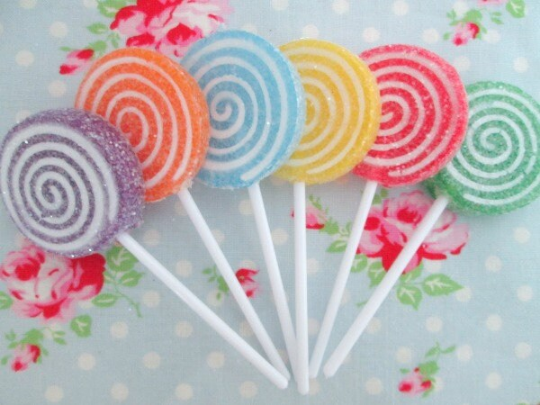 Glittered Swirly Lollipops - 4 inch - Set of 6