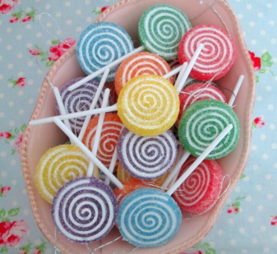 Glittered Swirly Lollipops - 4 inch - Set of 6