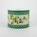 2 1/2" St. Patrick's Day Fun Linen Wired Ribbon - 1 Yard