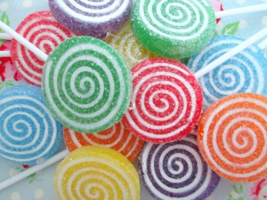 Glittered Swirly Lollipops - 4 inch - Set of 6