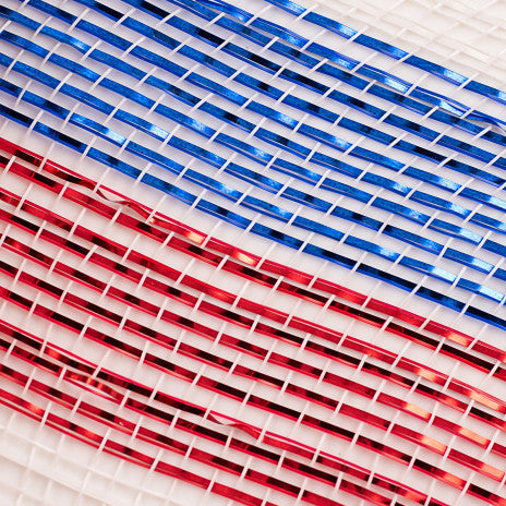 10" Poly Deco Mesh: Deluxe Stripe Patriotic - 10 Yard Roll - Sugar Pink Boutique