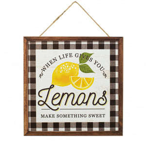10" Square Wooden Sign: Sweet Life Lemons