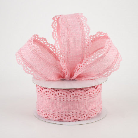 1 1/2 Scalloped Edge Wired Ribbon: Rose Pink - 1 Yard – Sugar Pink Boutique