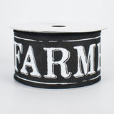 2 1/2" Farmhouse Wired Ribbon: Black & White - 1 Yard