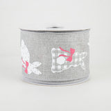 2 1/2" Patterned Bunnies Wired Ribbon: Light Grey -1 Yard