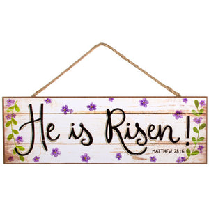 15" Wooden Sign: He Is Risen Wreath Decoration