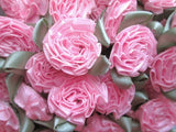 Satin Cabbage Roses - Pale Pink - Set of 10