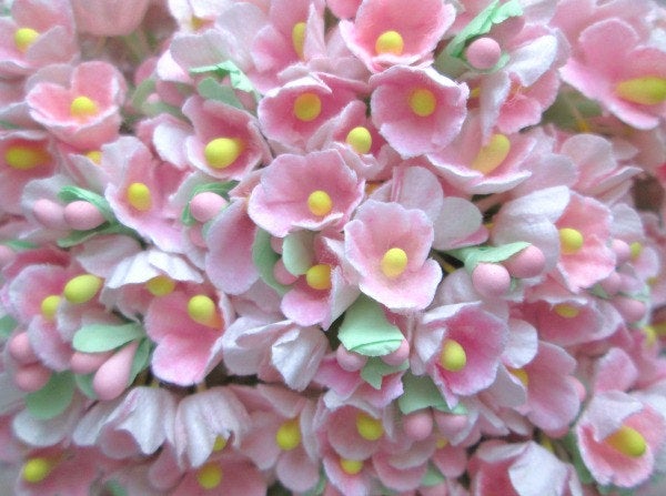 Forget Me Not Vintage Style Millinery Paper Flower Bouquet - Baby Pink - 1 Bouquet - Sugar Pink Boutique