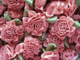 Satin Cabbage Roses - Sweet Nectar - Set of 10