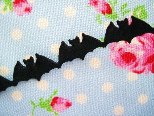 Black Bats Satin Cut Out Ribbon/Trim - 7/8 inch - 1 Yard