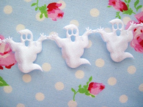 Spooky White Ghost Cut Out Ribbon/Trim - 1 inch - 1 Yard