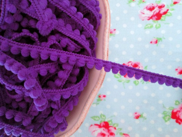 Baby Pom Pom Trim - Juicy Grape Purple - 1/4 inch Ball Fringe - 1 Yard