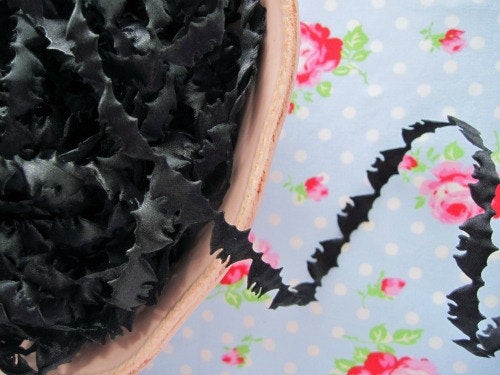 Black Bats Satin Cut Out Ribbon/Trim - 7/8 inch - 1 Yard