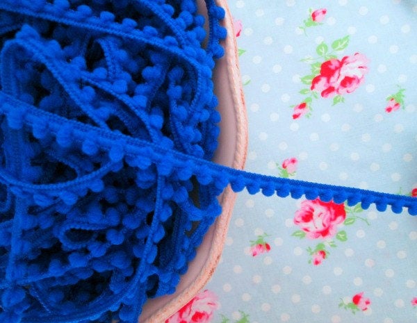 Baby Pom Pom Trim - Royal Blue - 1/4 inch Ball Fringe - 1 Yard