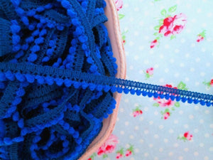 Mini Pom Pom Trim - Royal Blue - Ball Fringe - 1 Yard