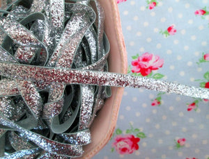 Woven Pink Glitter Ribbon - By the Yard