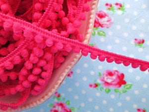 Baby Pom Pom Trim - Raspberry Punch - 1/4 inch Ball Fringe - 1 Yard