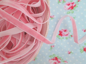 Dusty Pink Velvet Ribbon - 3/8 inch - 1 Yard