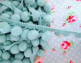 Pom Pom Trim Aqua Blue Dangling - V Drop - 5/8 inch Ball Fringe - 1 Yard