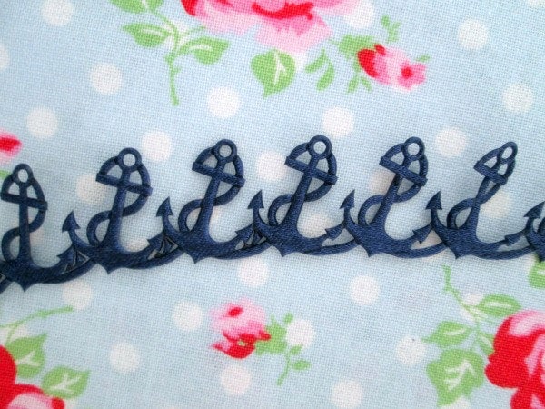 Navy Blue Anchor Cut Out Ribbon - 1/2 inch - 1 Yard - Sugar Pink Boutique
