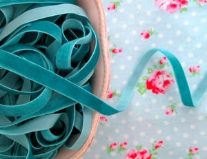 Turquoise Velvet Ribbon - 3/8 inch - 1 Yard