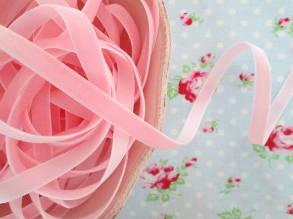 Cotton Candy Pink Velvet Ribbon - 3/8 inch - 1 Yard