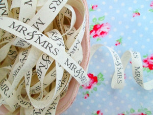 Mr & Mrs Ivory Canvas Ribbon - 1/2 inch - 1 Yard