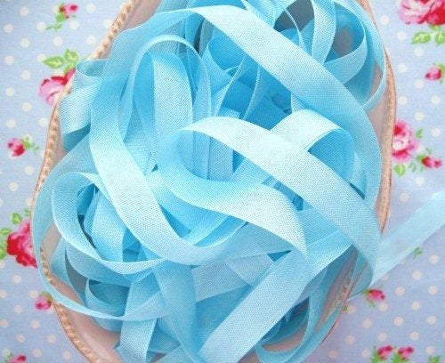 Vintage Style Seam Binding Ribbon - Cotton Candy Aqua Blue - 1/2 inch - 1 Yard