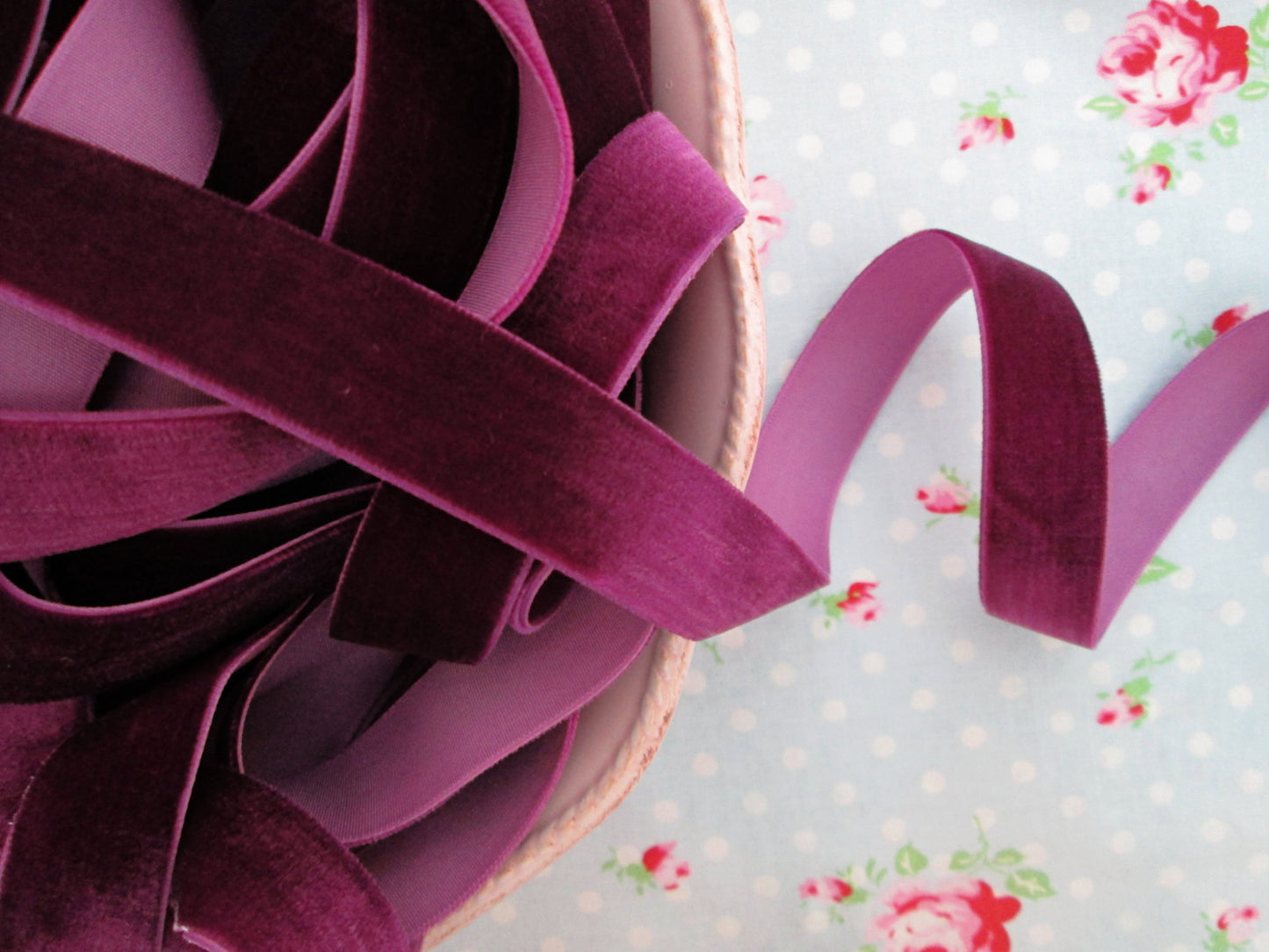 Plum Purple Velvet Ribbon - 3/4 inch - 1 Yard