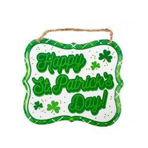 7" Embossed Edging "Happy St. Patrick's Day" Metal Sign
